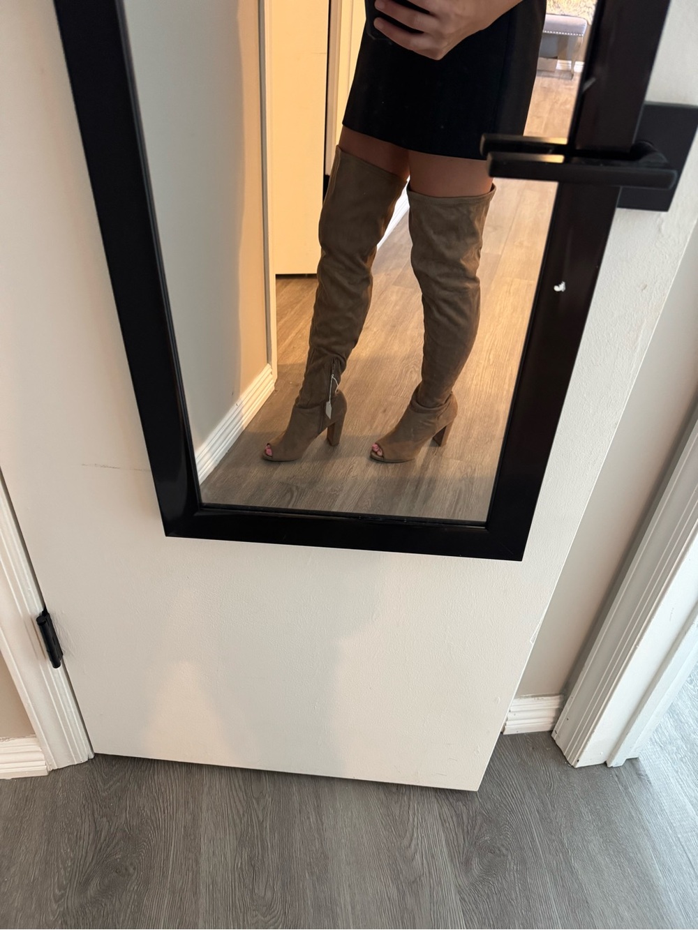 Over-the-Knee Brown Suede Block Heel Boots